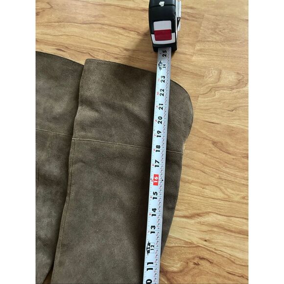 Kenneth Cole knee height boots size 9 dark gray suede leather chunky 4 inch heel - Picture 8 of 9